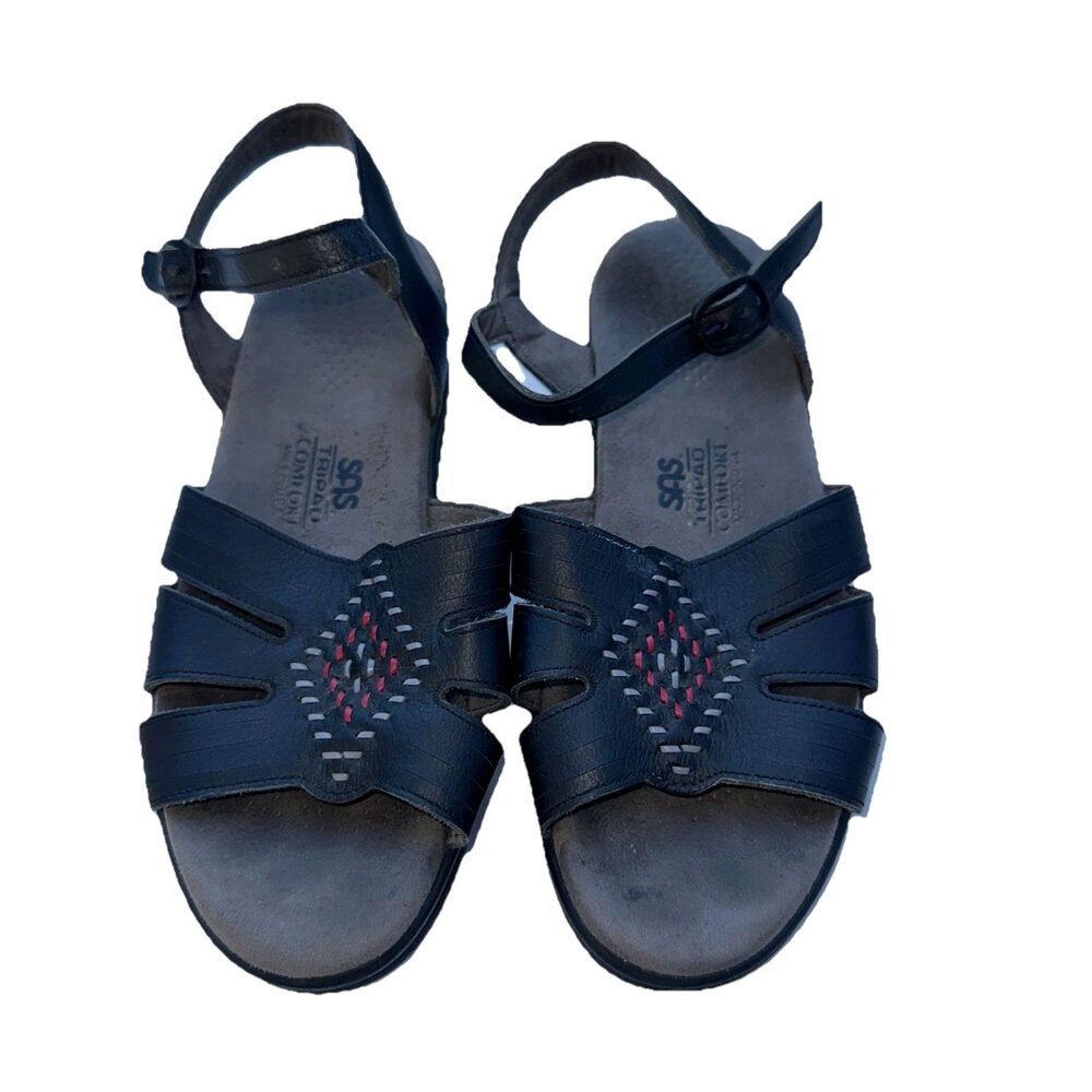 Sas Huarache Quarter Strap Sandals Black Sz 7m Comfort